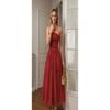 Women Retro Polka Dot Strapless Slim Fit A Line Long Dress