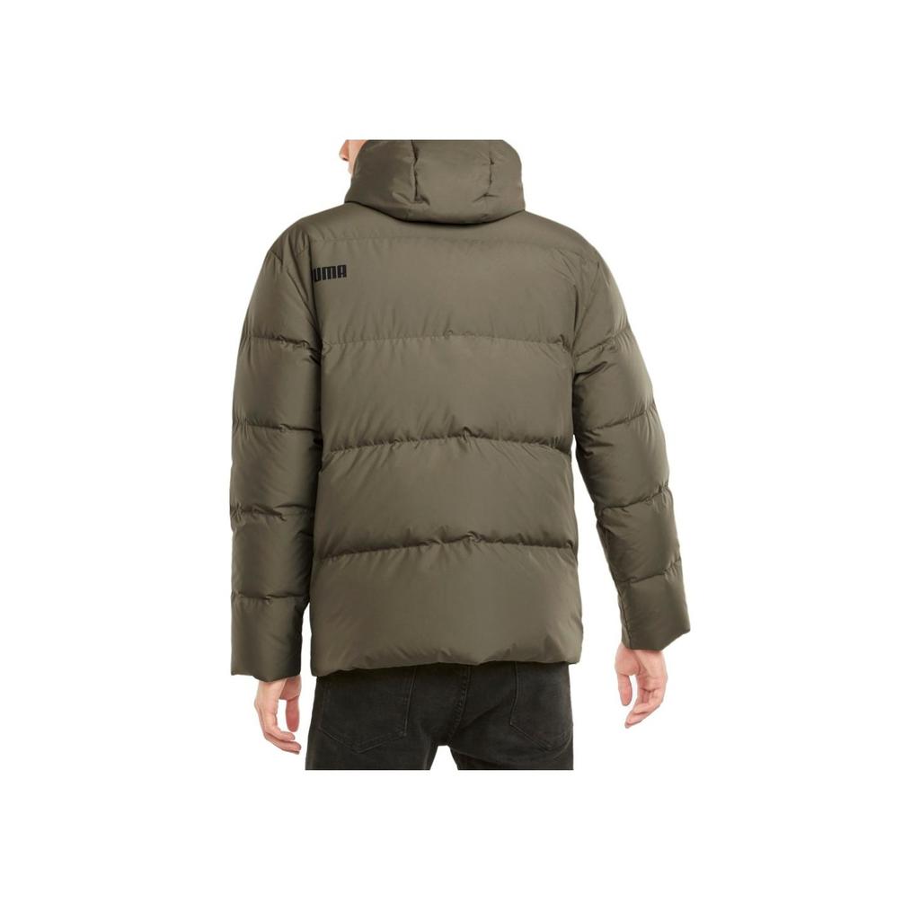 Puma Solid Color Hooded Logo Print Down Jacket Men outerwear Green 587722-44