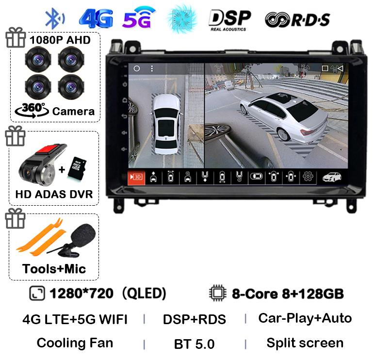 Android 14 Car Radio For Mercedes Benz B200 Sprinter W906 W639 AB Class W169 W245 Viano Vito Multimedia GPS Stereo Video Player