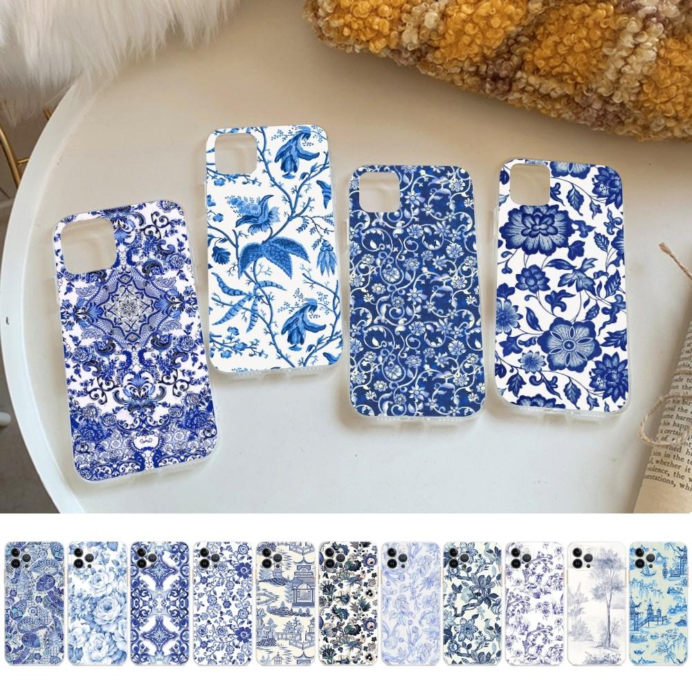 Blue and white porcelain Phone Case for iPhone 15 8 7 6 6S Plus X SE 2020 XR XS 14 11 12 13 Mini Pro Max Mobile Case