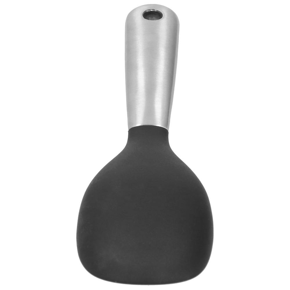 Eco Friendly Silicone Silicone Spoon Heat Resistant Non Stick Rice Paddle Steel Handle Soft Edge Wok Ladle Meal Prep