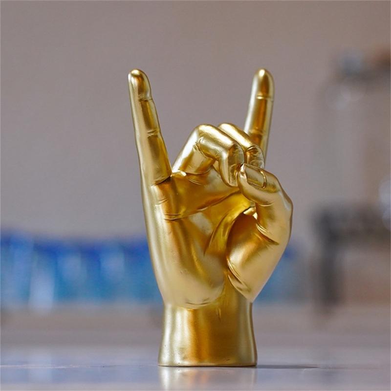 "Rock and Roll" Crafts Hand Gesture Statue Party Livehouse Day Music Theme Crafts Centerpieces Statue Bar Party