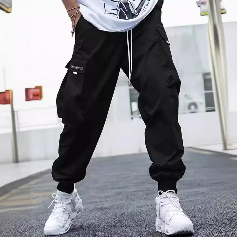 Mens Vintage Workwear Cargo Pants Loose Fit Straight Leg Printed Trousers Fall Outdoor Activity