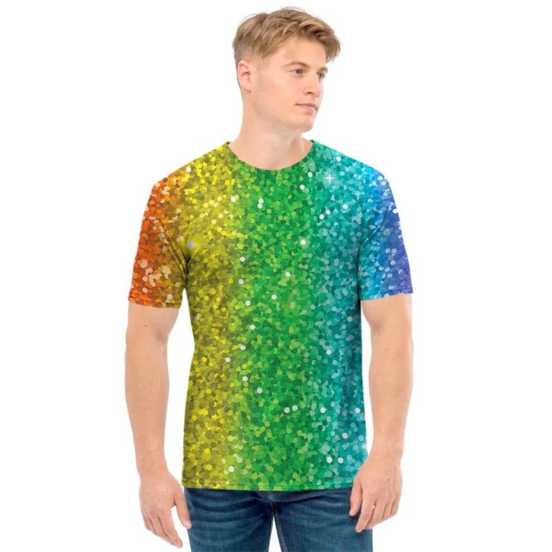 

Чоловіча повсякденна футболка з коротким рукавом, 3D-принт, блискуча графіка, футболки для чоловіків, жінок, круглим вирізом, великі розміри Нові топи та футболки Вуличний одяг 6XL