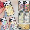 Retro Post Card Passport Stamps Phone Case For Apple iPhone 17 Air 16E 15 14 Plus 13 12 11 Pro Max Mini Funda Cover