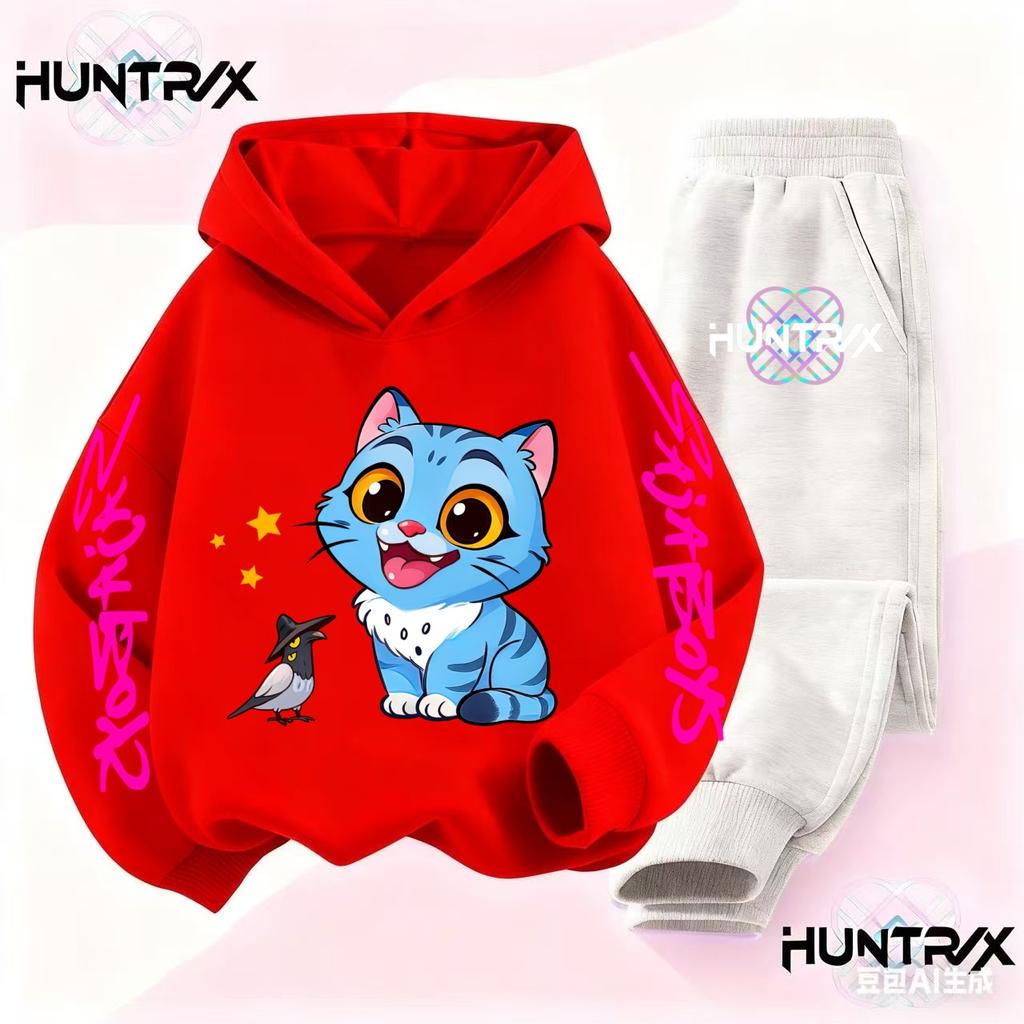 Dětská podzimní Kpop mikina s kapucí Demon Hunters Set 3-14L Chlapci Dívky Sportovní oblečení Aktivní oblečení
