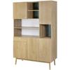Gardenia Storage Unit 5 Doors 1 Drawer - Oak and Green Decor - Solid Wood Feet - Htgarden2cui5p1t