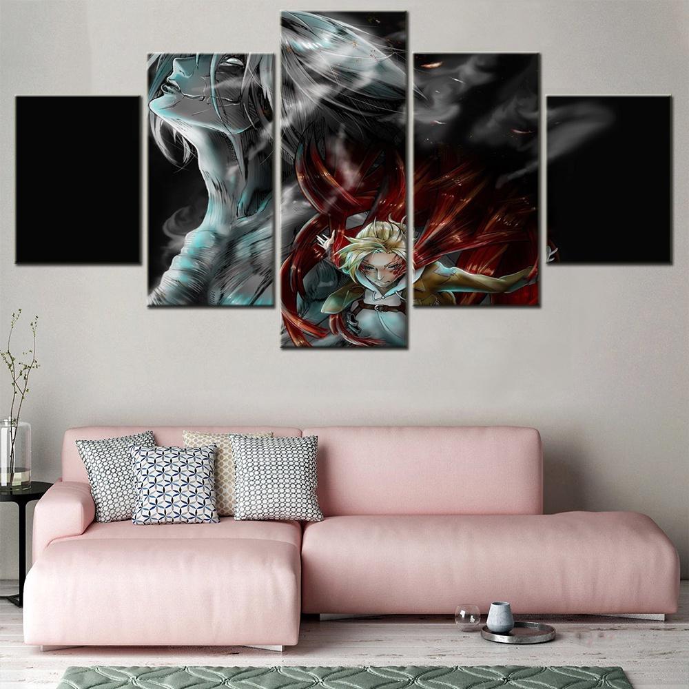 

5 Pieces Canvas Wall Art Poster Painting Anime Wallpaper Attack On Titan Picture Print Home Decor Living Room Bedroom Mural 20x35 20x45 20x55cm