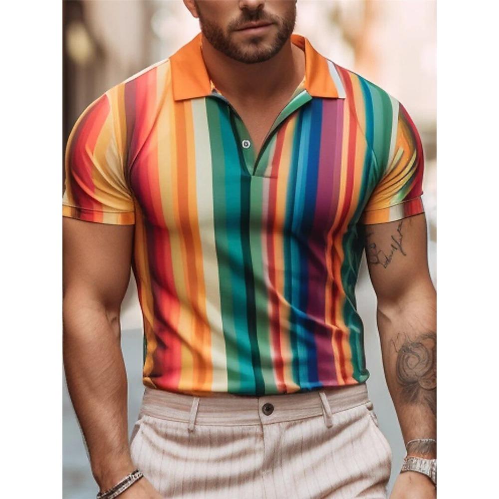 Men Polo Shirt Short Sleeve 3d Print Tops Fashion Polyester Breathable Comfortable Polos Shirts