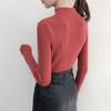 Autumn Winter Women Solid Sweater Half Turtleneck Long Sleeve Zipper Neckline Knitted Pullover Sweater Female Comfortable Warm Slim Knitted
