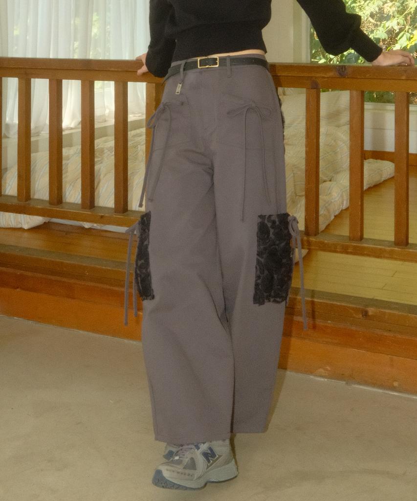 SIWL107 Ribbon Cotton Pants (Charcoal)