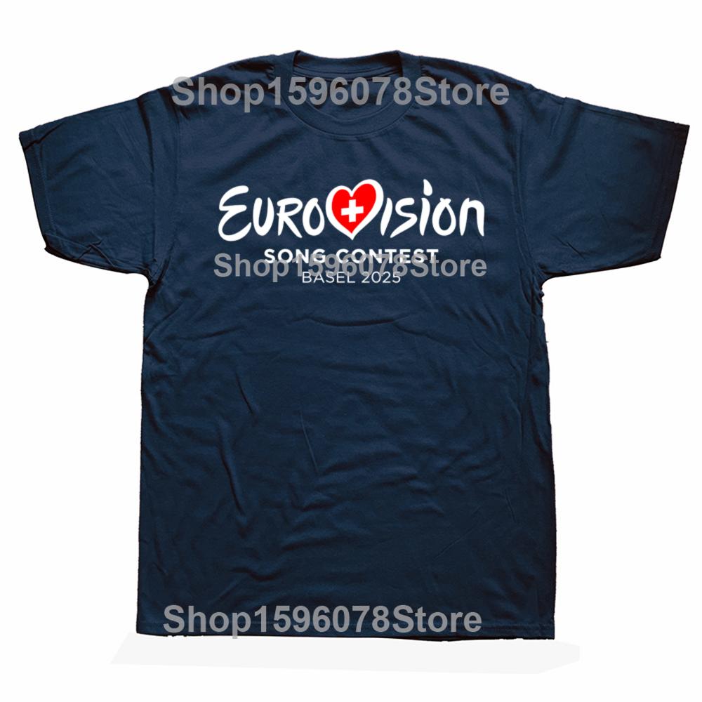 Funny Eurovision Song Contest BASEL 2025 Graphic T-shirts Men Women's Fashion Casual Tshirt 100% Cotton Loose Oversized T Shirt