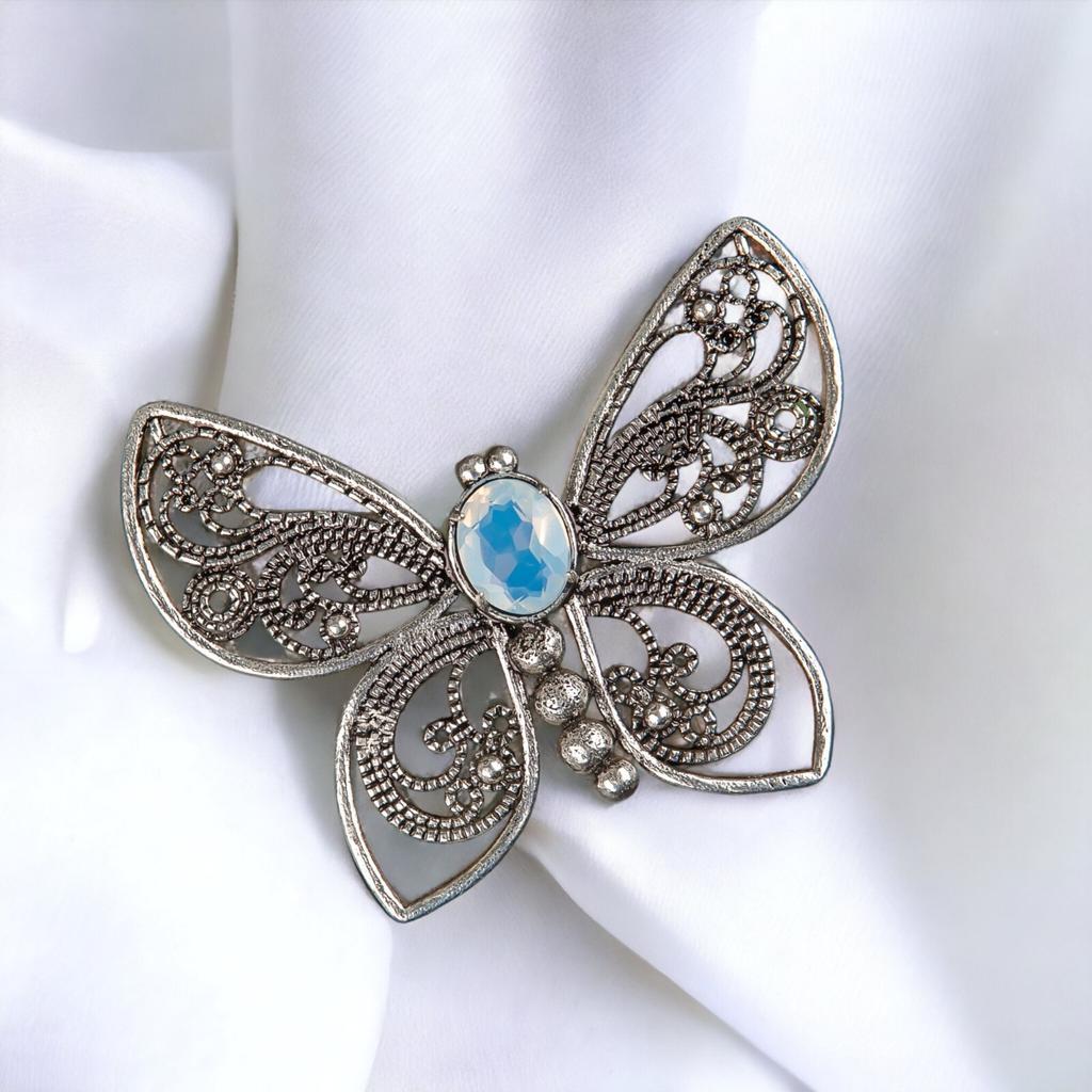 Natural Gemstone Butterfly Pendant, Elegant And Artisan Jewelry 925 Silver 1.66" CP-13