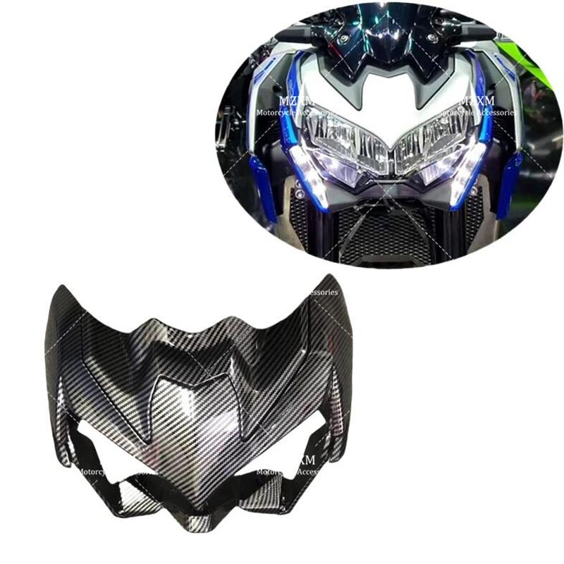 Carbon Fiber Coating Front Upper Nose Headlight Fairing Cowls Cover Set Fit For KAWASAKI Z 900 ZR900 Z900 2020 2021 2022 2023