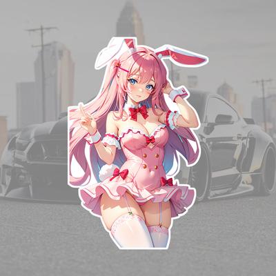 Anime Girl Car Sticker,  Vinyl Cartoon Decal, Self-Adhesive for Glass Surfaces, Single Use Auto JDM Decoration for Trunk, Bumper, Door Protection