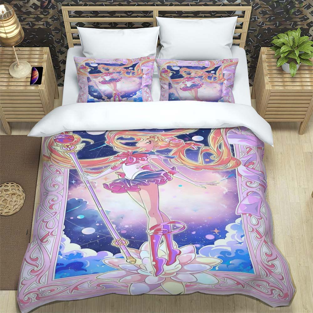 Neue Kawaii Sailor Moon Weiche und Bequeme Bettbezug, Kinderbettwäsche Set Geschenk, Extragroß, Mehrere Größen Verfügbar.