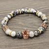 2019 Zirconia Crown Stone & Imperial Frosted Bead Bracelet with Copper Fittings