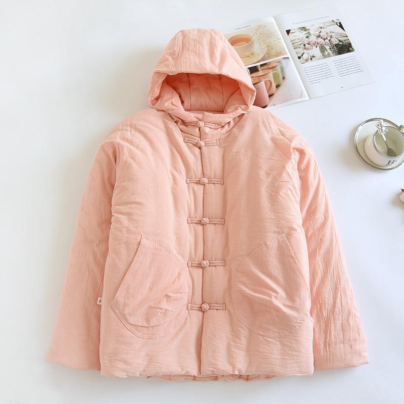 Winter Women's Thick Cotton Warm Clothes Hooded Casual Loose Cotton Jacket Handmade Cotton Jacket