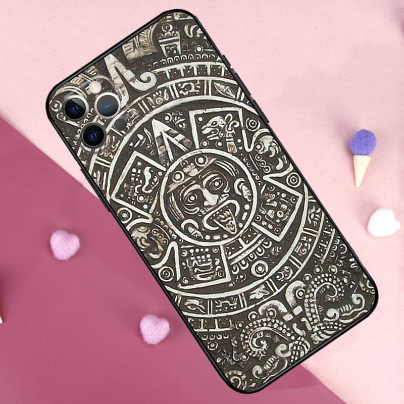 Aztec Calendar Mayan Native Stone Phone Case For iPhone 17 Pro Max 14 15 16 Plus 11 Pro Max 12 13 Mini 16e 17 Air Back Cover
