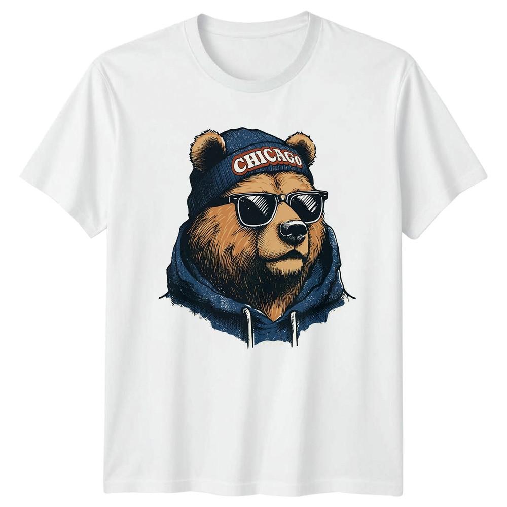Chicago Bear Wearing Sunglasses Beanie TShirt Urban Wildlife Chicago City S