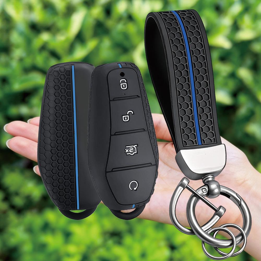 Keychain Silicone Car Remote Key Case FOB Shell for BYD Atto 3 Han EV Dolphin Song PRO Max Tang DM Yuan Dolphin E2 Qin PLUS