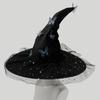 Elegant Curved Brimmed Witch Hat With 3D Butterfly Decoration Halloween Cosplay Accessory Multiple Colors