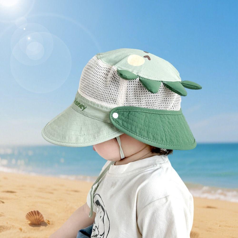 Mesh Summer Kid Sunhat Quick-dry Children's Fisherman Hat Cute Cartoon Animal Bucket Hat  Boy