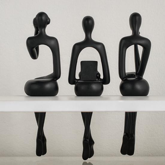 Złoty Myśliciel Rzeźba Abstrakcyjna Dekoracyjna Ornament Poprawiający Koncentrację Biurko Półka Salon