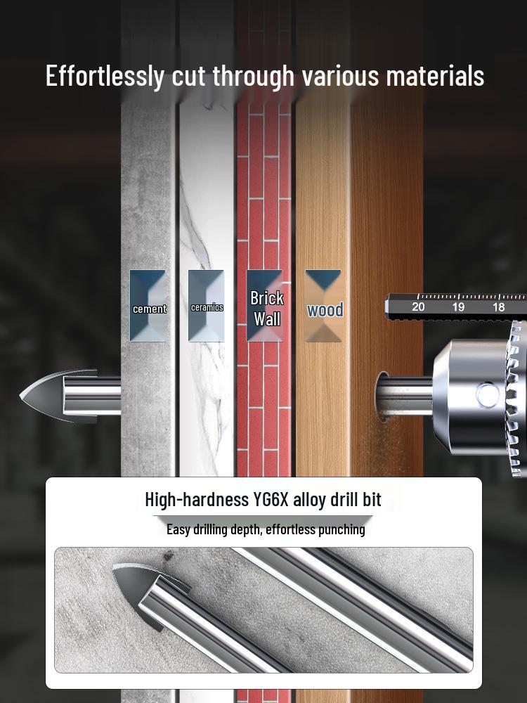 6mm Electric Concrete & Glass Drill Bit - Alloy Triangle Design for Precise Hole Punching