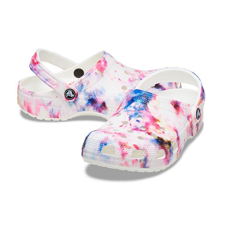 Crocs EVA Classic Tie-Dye Pattern Clogs Women Footwear White Multicolor 205453-6TS