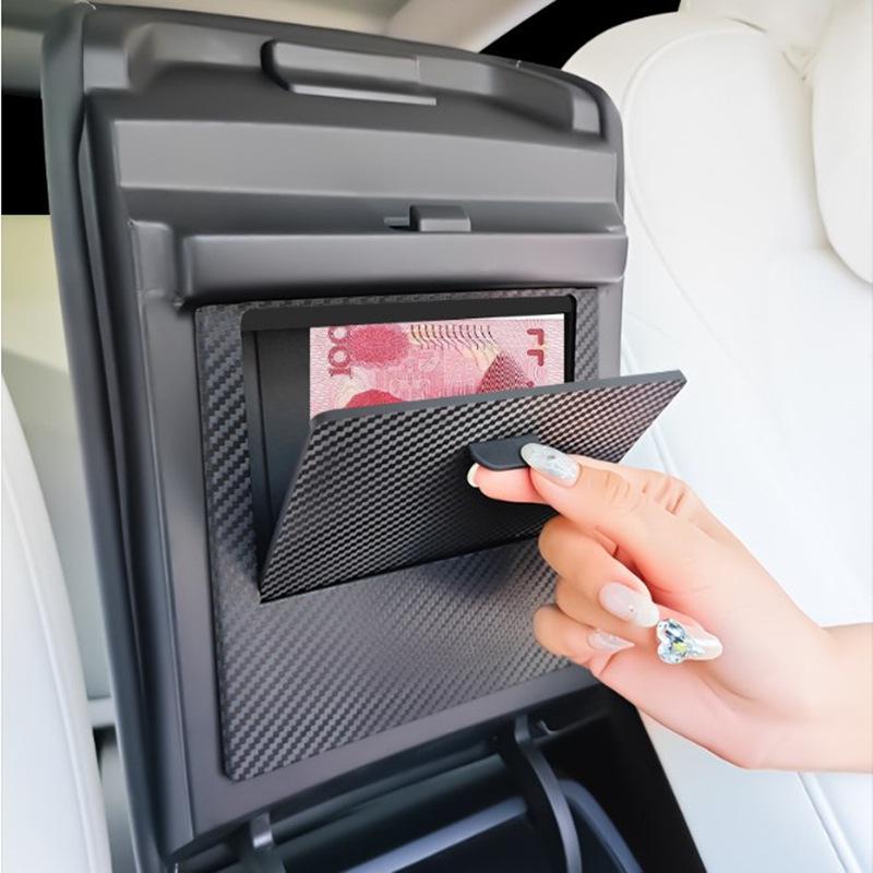Tesla Model 3/Y Carbon Fiber Armrest Storage Box - Black Accessory