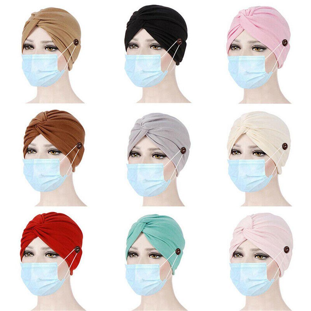 

Women Adjustable Elastic Hair Loss Hat Head Wrap Bandana Scarf Muslim Turban Cancer Chemo Cap рожевий