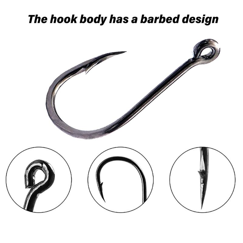500pcs Barbed Fishing Hook Replacement Circles Hook Carbon Steel Eyed Fish Hook Rustproof Fishing Jig Hook Easy To Use