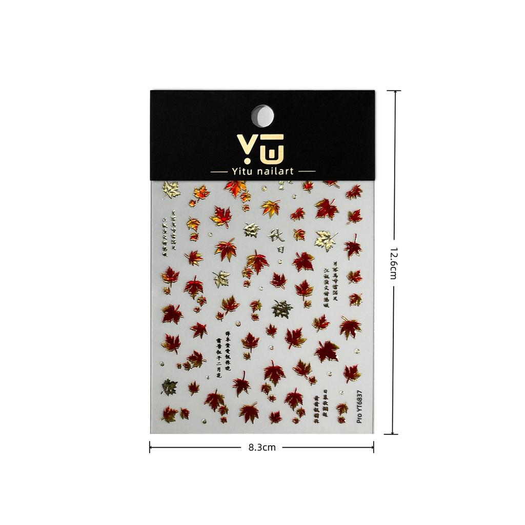 1Pcs Maple Leaf Autumn Nail Art Sticker Fashion Elegant Bronzing Gold Fall Leaves Red Leaf Nail Decals DIY Nail Art Decoration