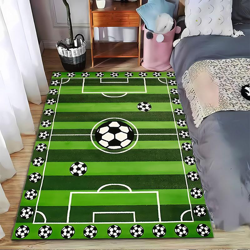 Tappeto Design Campo da Calcio adatto come tappetino antiscivolo per il soggiorno o il divano della camera da letto