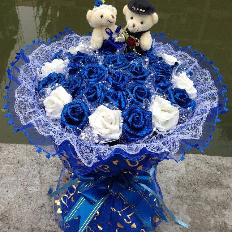 Changyi Glitter Rose Artificial Flower Head - PE Foam Simulation Rose