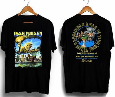 Iron' Maiden' Somewherre Back In Time World Tour 2008 New York T-shirt dubbelzijdig
