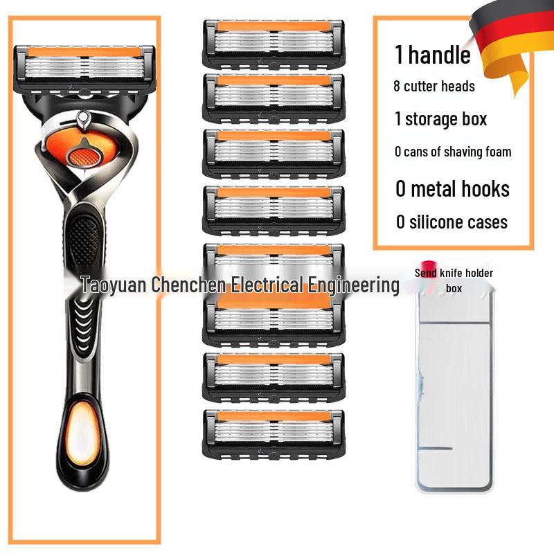 Premium German 5-Blade Manual Razor for Men – Perfect for Face and Bald Head Shaving