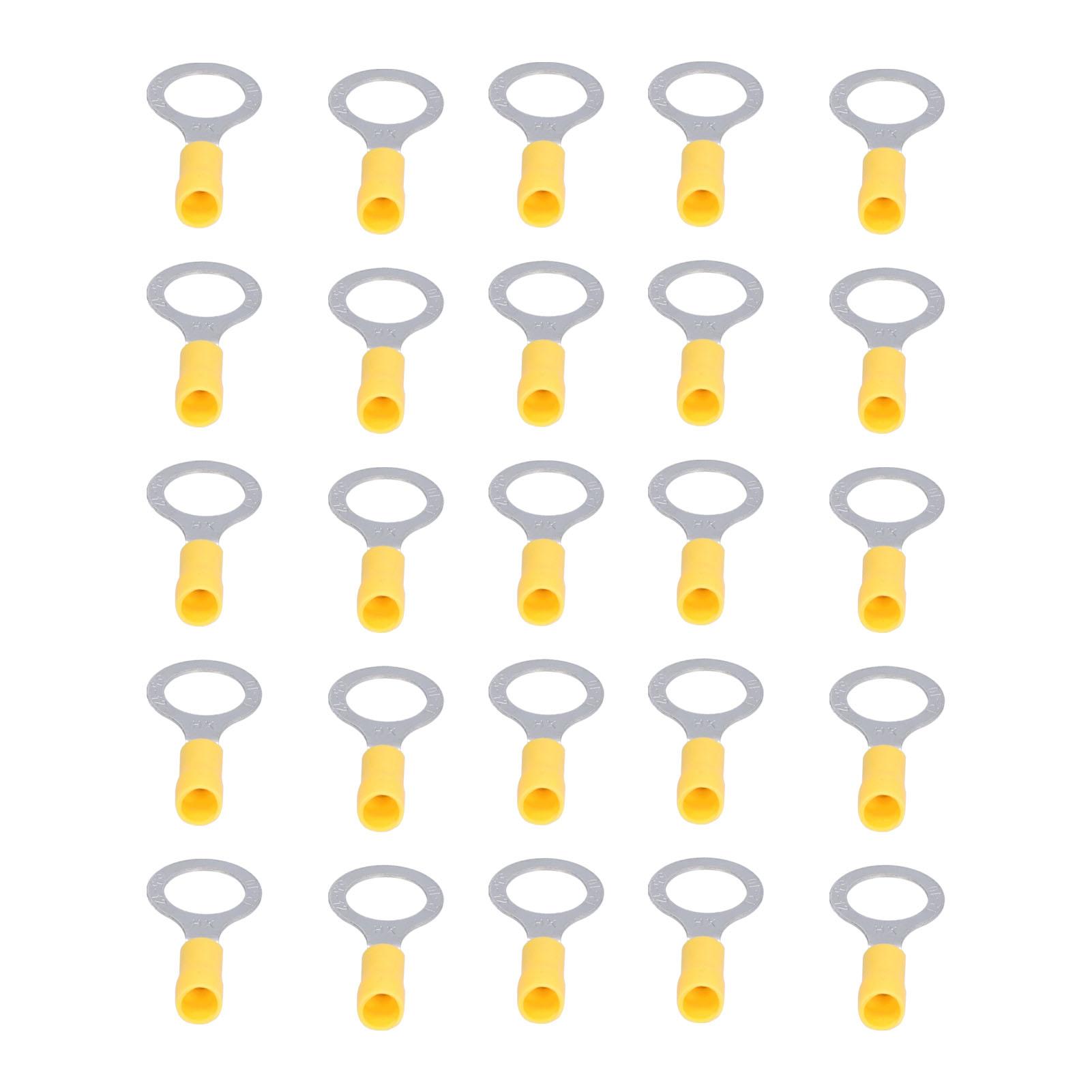

25Pcs Ring Terminal Electrical Wire Cable Crimp Connector RV512 Accessory Set Kit Yellow
