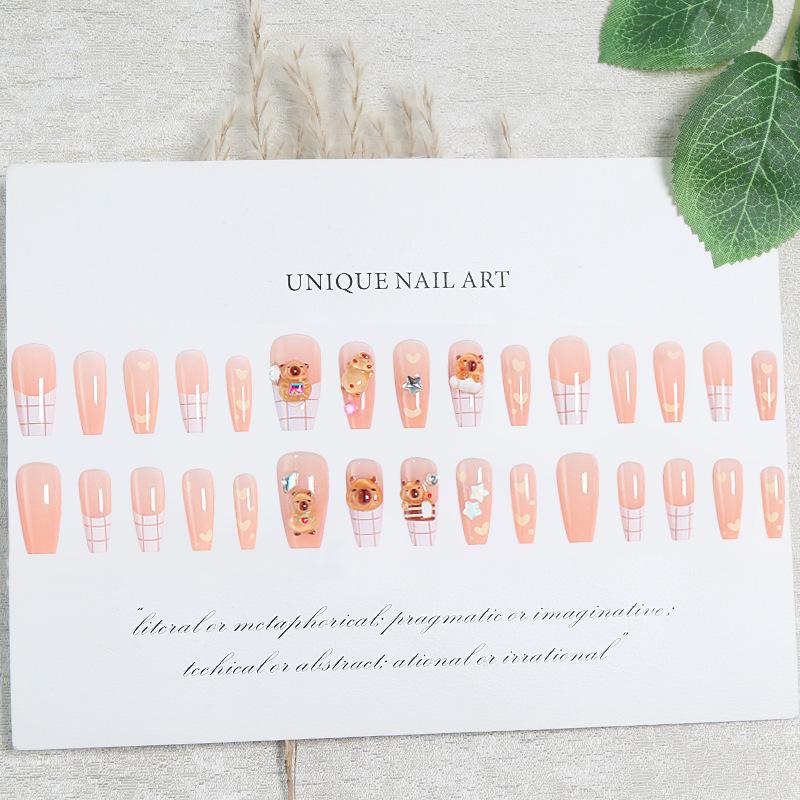Inlandischer Heißverkauf Süße Nagelkunst, Süßer und Niedlicher Cartoon Französischer Stern Kapibara Lang tragendes Nagelstück