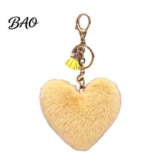 Heart Shaped Bag Ornament Plush Love Keychain for Backpack, Fuzzy Keyring Charm, Women Girls Handbags Decorative Accessory