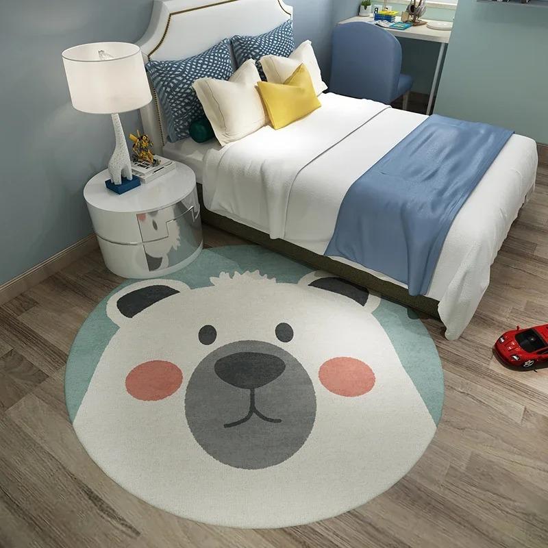 Cute Round Rug Kids Rooms Carpets Bedroom Cartoon Decoration Bedside Rugs Living Room Carpet Study Non-slip Chair Floor Mat