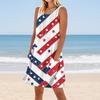 Women's Stylish Casual Independence Day Print Cuffless Pocket Dress