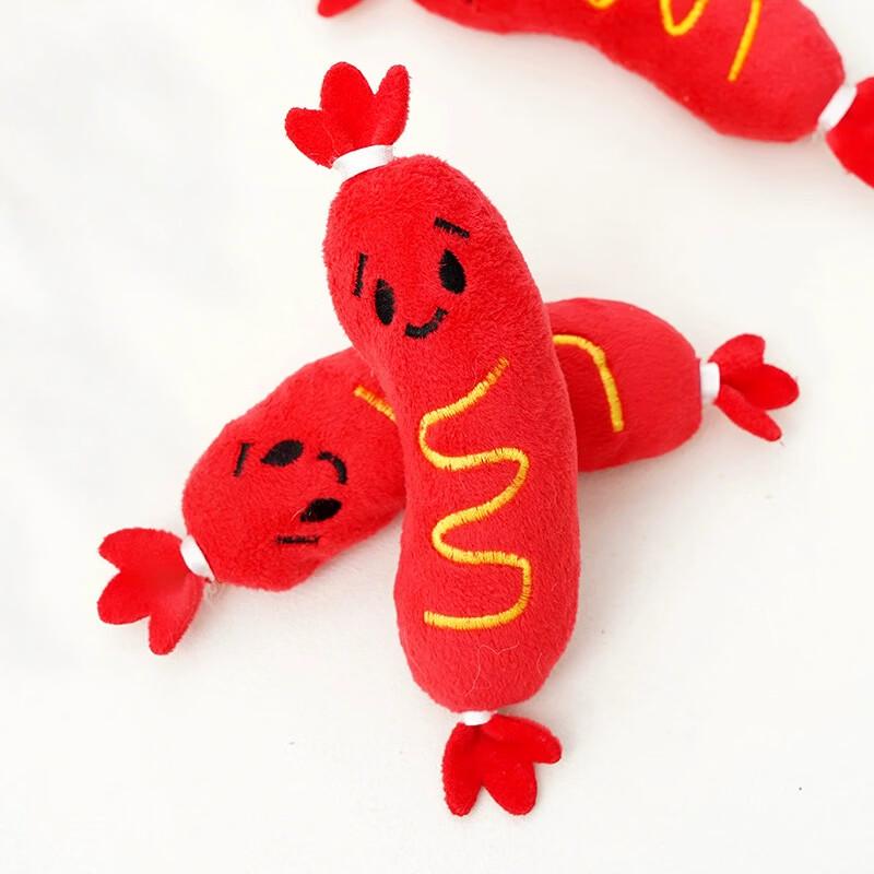 Durable Hot Dog Plush Squeaky Pet Toy