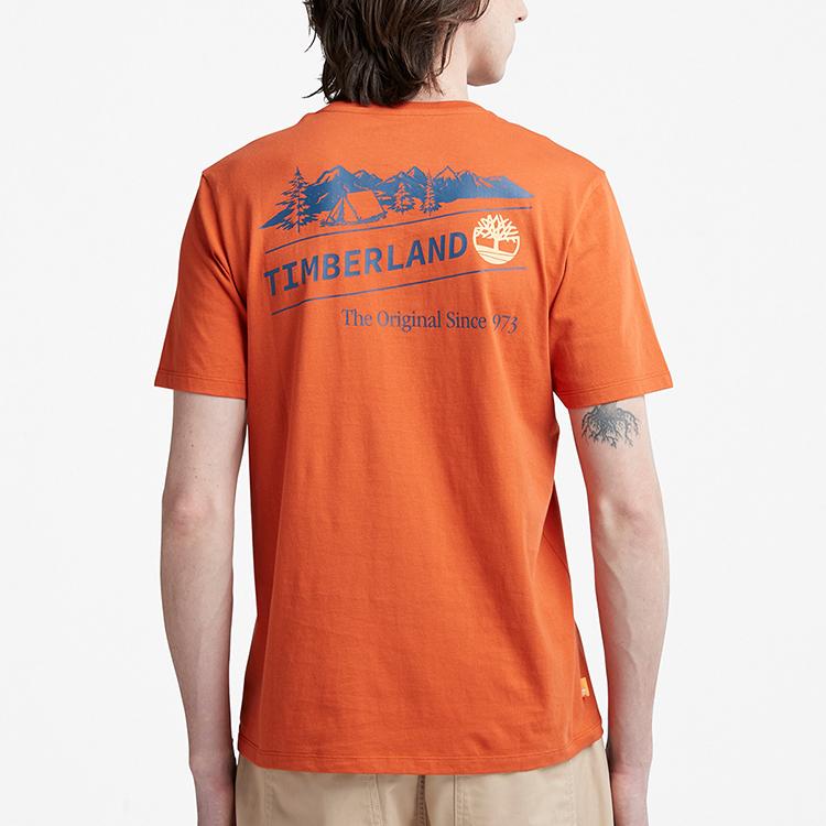 Timberland Casual Printed Breathable Loose Round Neck Short Sleeve T-Shirt Men Tops Burnt-Umber A61HH-CL7