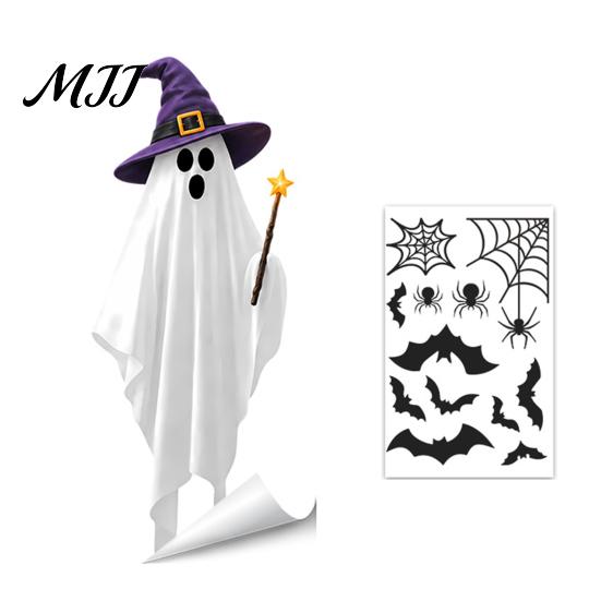 Seasonal Party Accessories Halloween Ghost Glass Sticker, Cartoon Static Window Cling for Decorative Film Parties, Waterproof Decoration