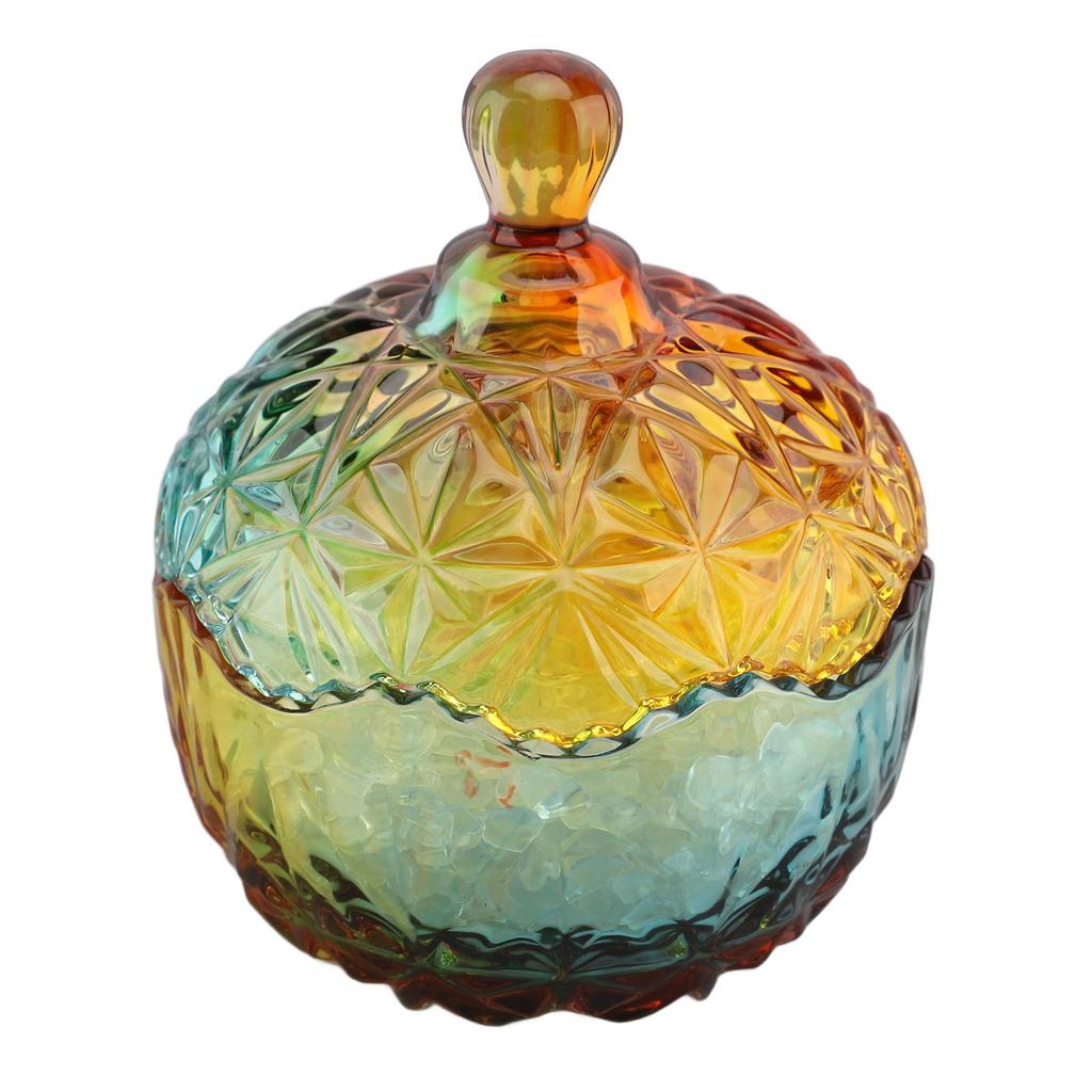Crystal Degaussing Candy Jar Exquisite Storage Bowl with Lid for Aroma Stone Jewelry Gift