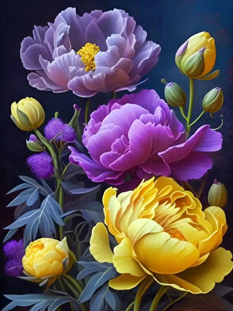DIY Diamond Painting Colorful Peony Needlework Mosaic Flower Cross Stitch Diamond Embroidery On Clearance Handmade Gift