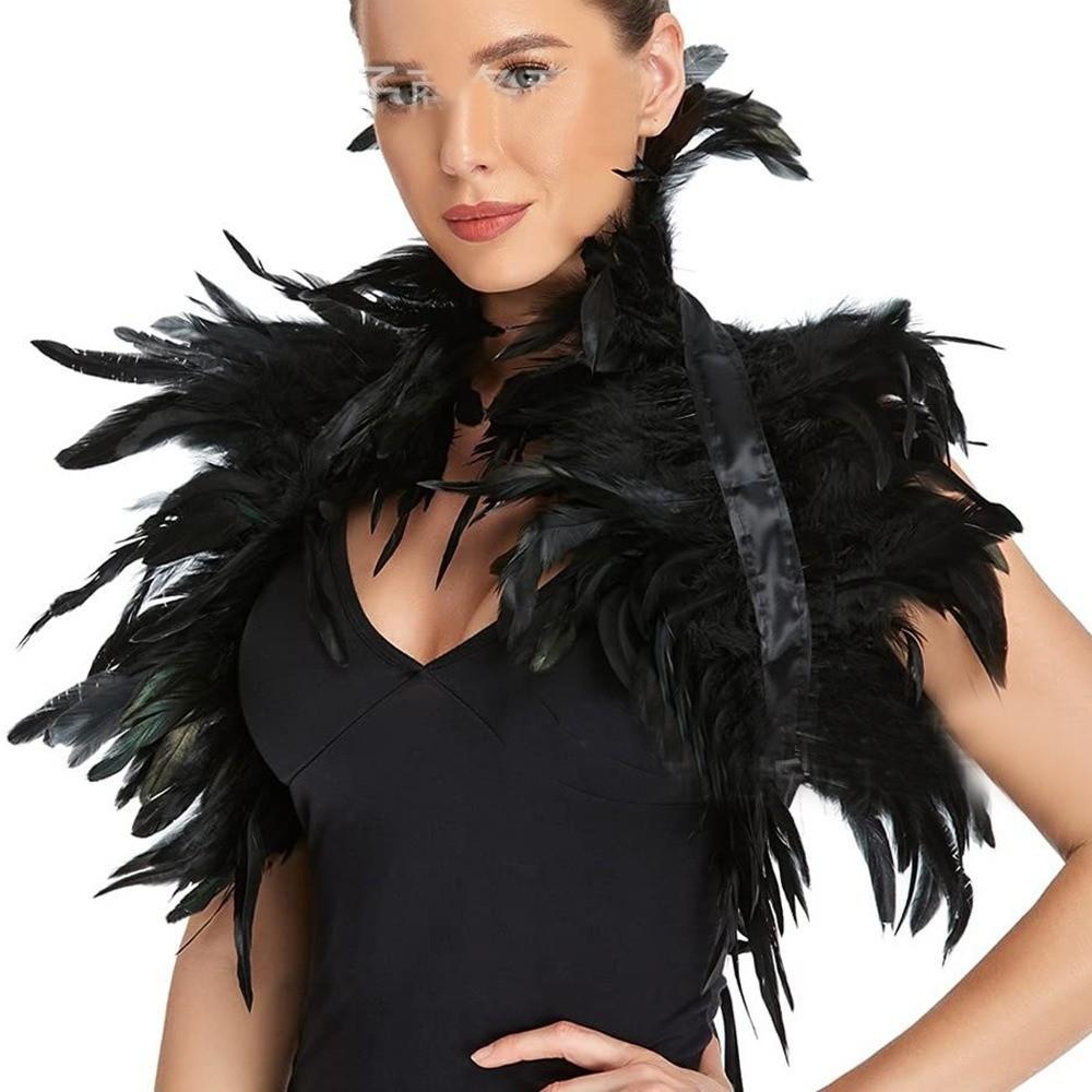 Gothic Style Feather Fake Collar Natural Feather Cape Party Holiday Dress Up Cosplay Costumes