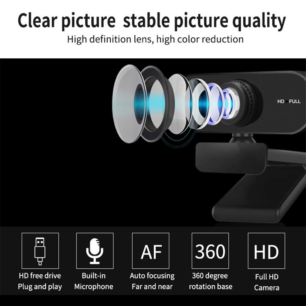 USB HD 1080P/2K Computer Web Camera Plug and Play with Microphone Business Webcam for PC/Laptop Conferencing and Video Calling